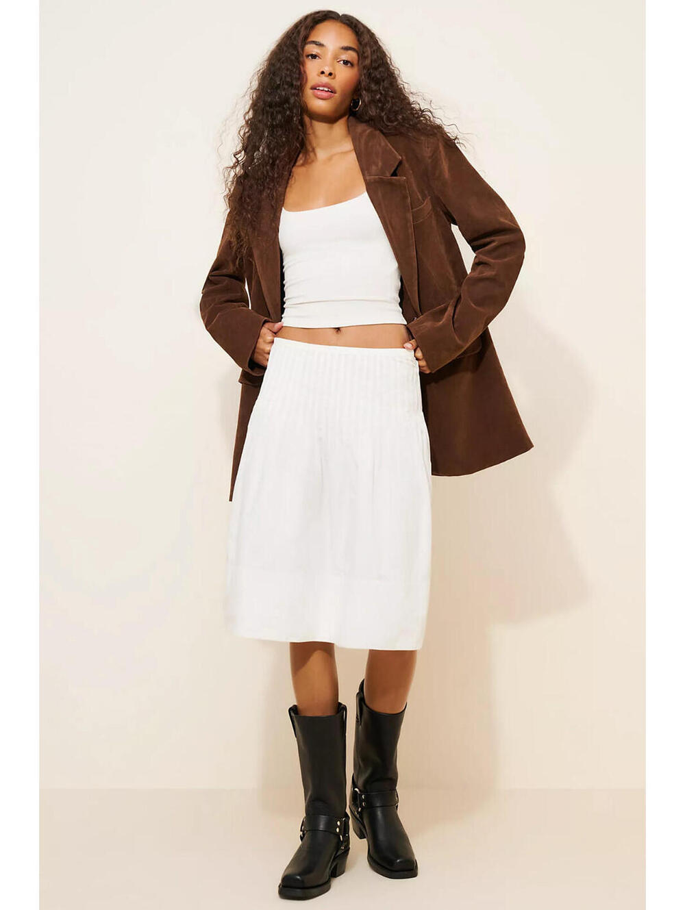 Free People White Knee-Length A-Line Skirt - Picture 3 of 8